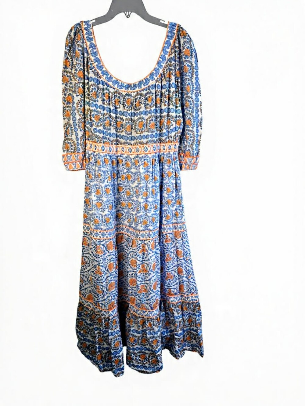 Gretchen Scott Designs Blue & Orange Boho Floral Maxi Dress